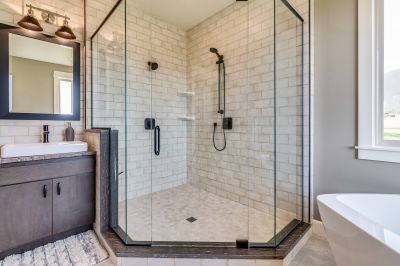 Glass Panel Shower with Matte Fixtures